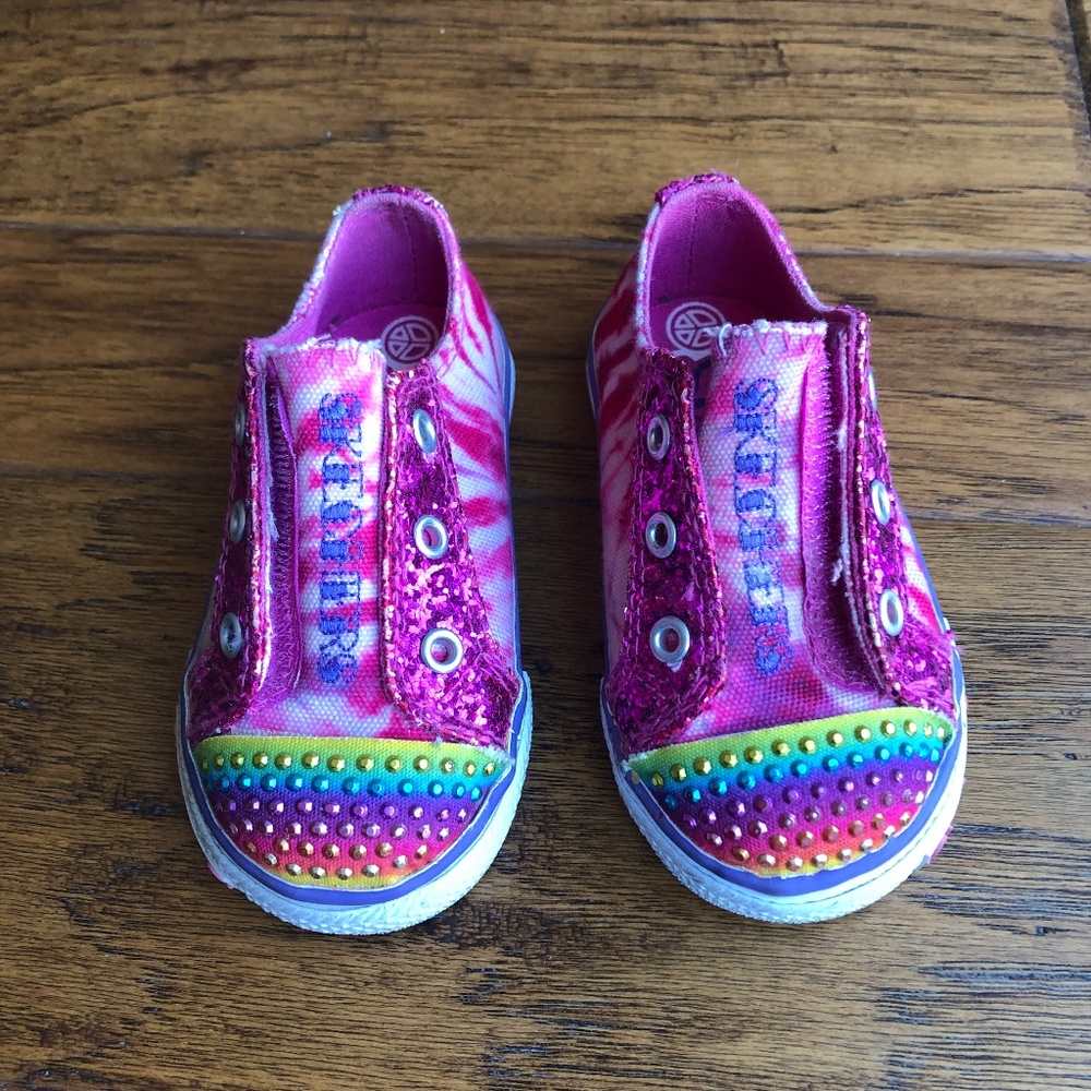 Skechers Shoes Girl's Size 5 Toddler No Tie Rainbow Pink